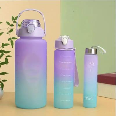 Gradient Plastic Sports Water Bottle 3-piece Set